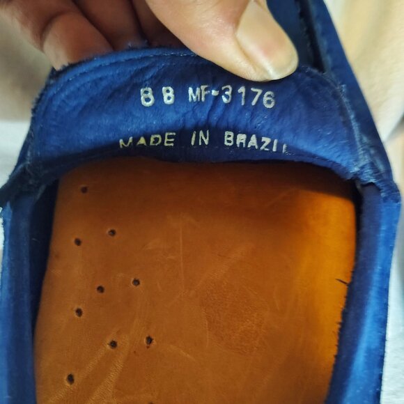 Mercanti Fiorentini Blue Suede Loafers  Italian Craftsmanship Size 8 - Picture 3 of 6